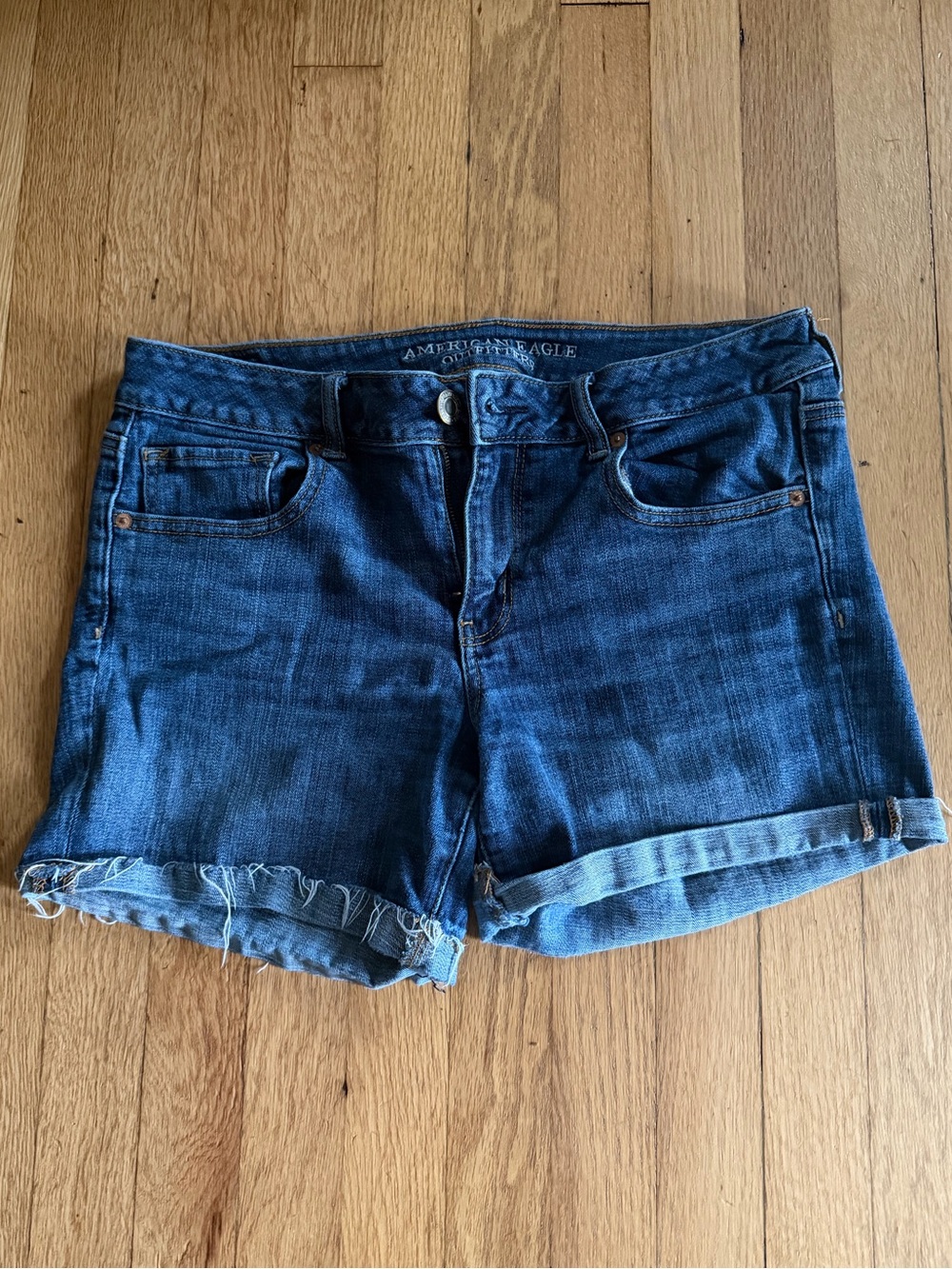 American Eagle Outfitters Indigo Denim Rolled Cuff Cutoff Shorts